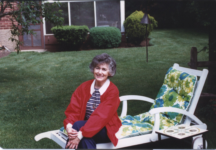 Evelyn Gersh, in the backyard in Syosset, in Nanny's Chaise lounge.